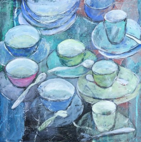 Suppentag, Mischtechnik, 50x50x5 cm