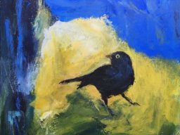Amsel, Acryl a/L, 40x40cm
