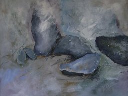 Muscheln VIII, Acryl a/L, 65x75cm