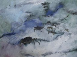 Strandkrabben, Acryl a/L, 65x65cm
