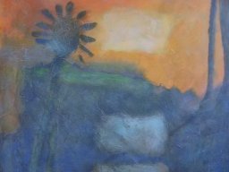 Sonnenaufgang, Acryl a/L, 105x105cm